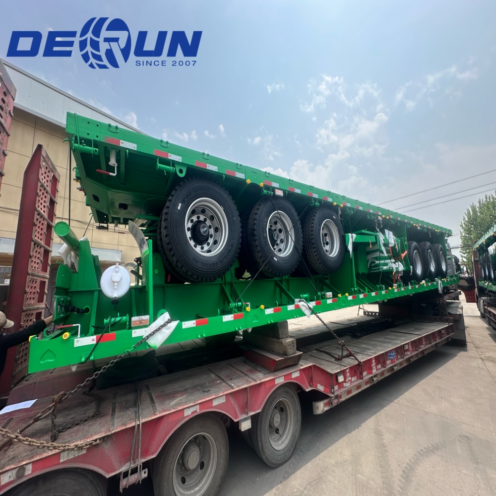 Derun 4 enheder Tri-Axle Cargo Dropside Semi Trailer er blevet sendt til Algeriet