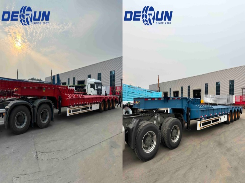 Derun 4 Axle Lowbed Semi Trailer Succesfuld på vej mod havnen